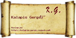 Kalapis Gergő névjegykártya